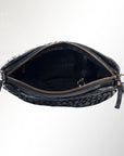 Spaghetti Western Swc148Blk Cross Body I Vintage Handmade Drum Dyed Genuine European Cowhide Leather Women Bag Western Handbag Purse