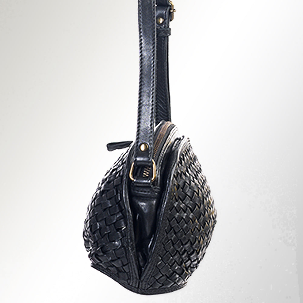 Spaghetti Western Swc148Blk Cross Body I Vintage Handmade Drum Dyed Genuine European Cowhide Leather Women Bag Western Handbag Purse