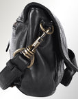 Spaghetti Western Swc151Blk Envelope Vintage Handmade Drum Dyed Genuine European Cowhide Leather Women Bag Western Handbag Purse