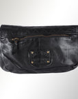 Spaghetti Western Swc151Blk Envelope Vintage Handmade Drum Dyed Genuine European Cowhide Leather Women Bag Western Handbag Purse