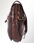 Spaghetti Western Swc152Brn Canteen Vintage Handmade Drum Dyed Genuine European Cowhide Leather Women Bag Western Handbag Purse