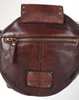 Spaghetti Western Swc152Brn Canteen Vintage Handmade Drum Dyed Genuine European Cowhide Leather Women Bag Western Handbag Purse