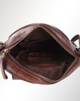 Spaghetti Western Swc152Brn Canteen Vintage Handmade Drum Dyed Genuine European Cowhide Leather Women Bag Western Handbag Purse