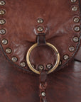 Spaghetti Western Swc152Brn Canteen Vintage Handmade Drum Dyed Genuine European Cowhide Leather Women Bag Western Handbag Purse