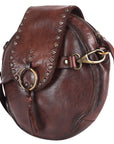 Spaghetti Western Swc152Brn Canteen Vintage Handmade Drum Dyed Genuine European Cowhide Leather Women Bag Western Handbag Purse