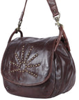 Spaghetti Western Swc156Brn Cross Body I Vintage Handmade Drum Dyed Genuine European Cowhide Leather Women Bag Western Handbag Purse