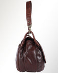 Spaghetti Western Swc156Brn Cross Body I Vintage Handmade Drum Dyed Genuine European Cowhide Leather Women Bag Western Handbag Purse