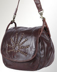 Spaghetti Western Swc156Brn Cross Body I Vintage Handmade Drum Dyed Genuine European Cowhide Leather Women Bag Western Handbag Purse