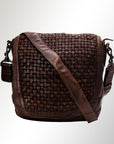 Spaghetti Western Swc160Brn Cross Body I Vintage Handmade Drum Dyed Genuine European Cowhide Leather Women Bag Western Handbag Purse