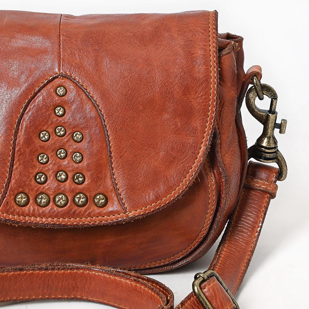 Spaghetti Western Swc161Cg Cross Body I Vintage Handmade Drum Dyed Genuine European Cowhide Leather Women Bag Western Handbag Purse