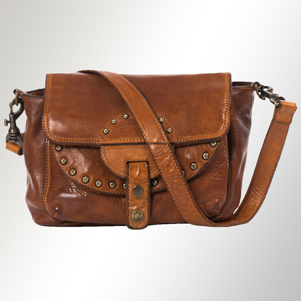 Spaghetti Western Swc162Tan Cross Body I Vintage Handmade Drum Dyed Genuine European Cowhide Leather Women Bag Western Handbag Purse
