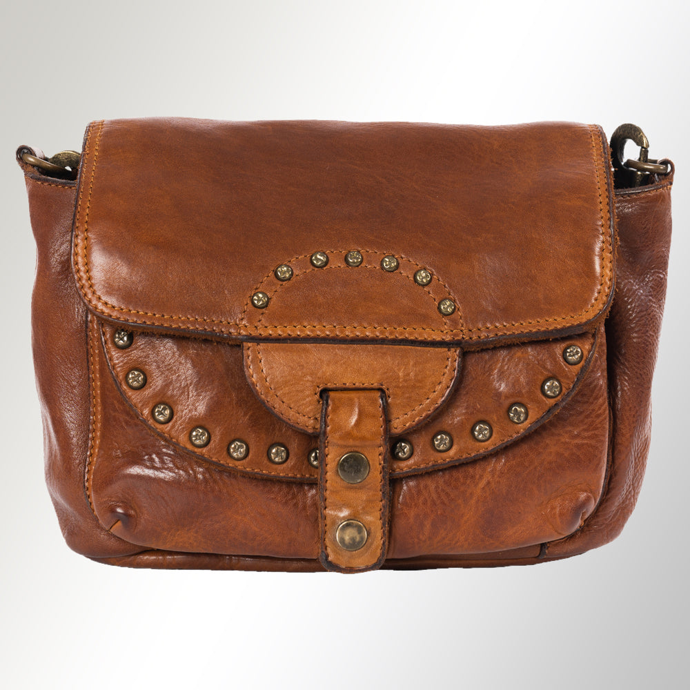 Spaghetti Western Swc162Tan Cross Body I Vintage Handmade Drum Dyed Genuine European Cowhide Leather Women Bag Western Handbag Purse