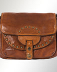 Spaghetti Western Swc162Tan Cross Body I Vintage Handmade Drum Dyed Genuine European Cowhide Leather Women Bag Western Handbag Purse