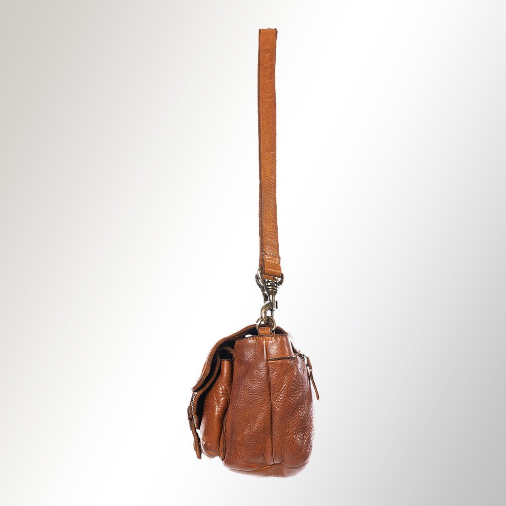 Spaghetti Western Swc162Tan Cross Body I Vintage Handmade Drum Dyed Genuine European Cowhide Leather Women Bag Western Handbag Purse