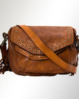 Spaghetti Western Swc164Bcg Cross Body I Vintage Handmade Drum Dyed Genuine European Cowhide Leather Women Bag Western Handbag Purse