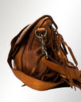 Spaghetti Western Swc164Bcg Cross Body I Vintage Handmade Drum Dyed Genuine European Cowhide Leather Women Bag Western Handbag Purse