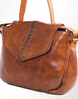 Spaghetti Western Swc165Tan Envelope Vintage Handmade Drum Dyed Genuine European Cowhide Leather Women Bag Western Handbag Purse