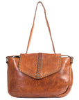 Spaghetti Western Swc165Tan Envelope Vintage Handmade Drum Dyed Genuine European Cowhide Leather Women Bag Western Handbag Purse