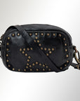 Spaghetti Western Swc166Blk Small Crossbody Vintage Handmade Drum Dyed Genuine European Cowhide Leather Women Bag Western Handbag Purse