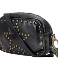 Spaghetti Western Swc166Blk Small Crossbody Vintage Handmade Drum Dyed Genuine European Cowhide Leather Women Bag Western Handbag Purse