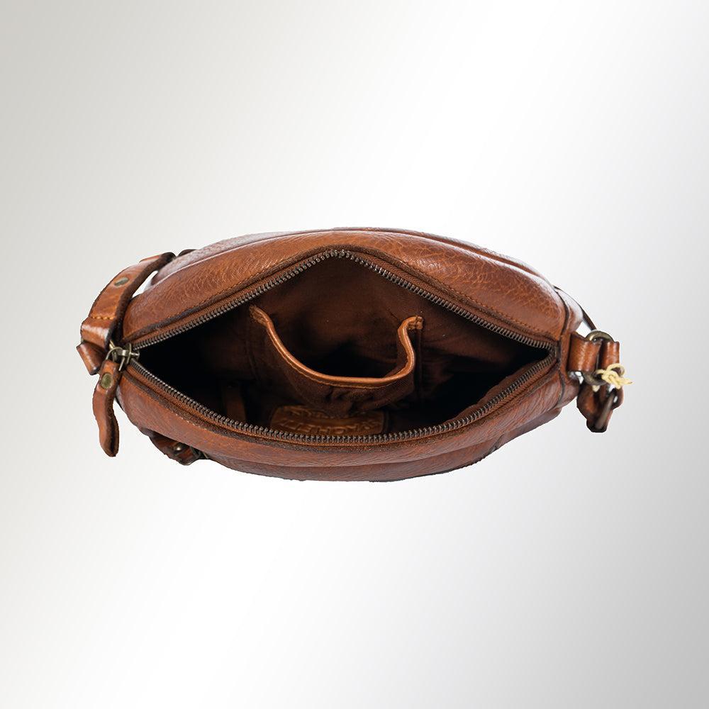 Spaghetti Western Swc167Cg Cross Body I Vintage Handmade Drum Dyed Genuine European Cowhide Leather Women Bag Western Handbag Purse