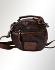 Spaghetti Western Swc168Brn Canteen Vintage Handmade Drum Dyed Genuine European Cowhide Leather Women Bag Western Handbag Purse