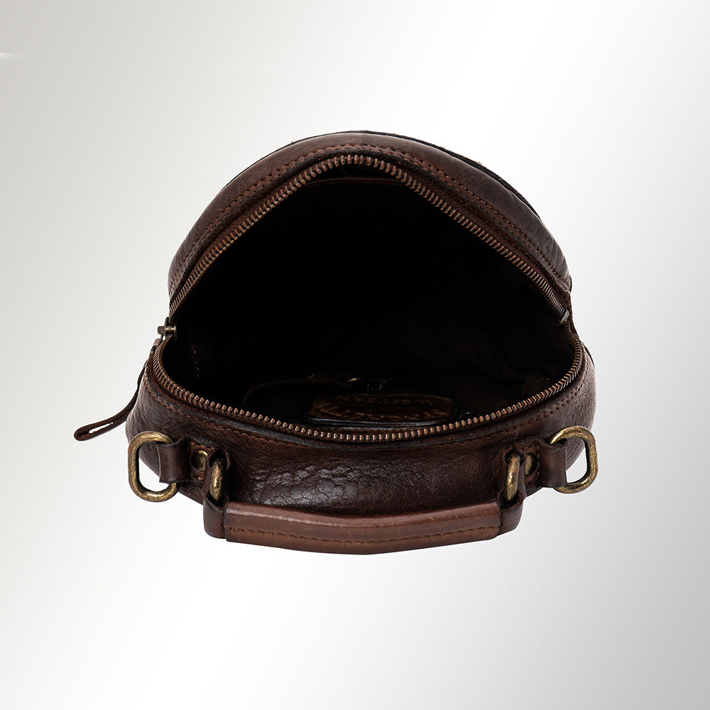 Spaghetti Western Swc168Brn Canteen Vintage Handmade Drum Dyed Genuine European Cowhide Leather Women Bag Western Handbag Purse