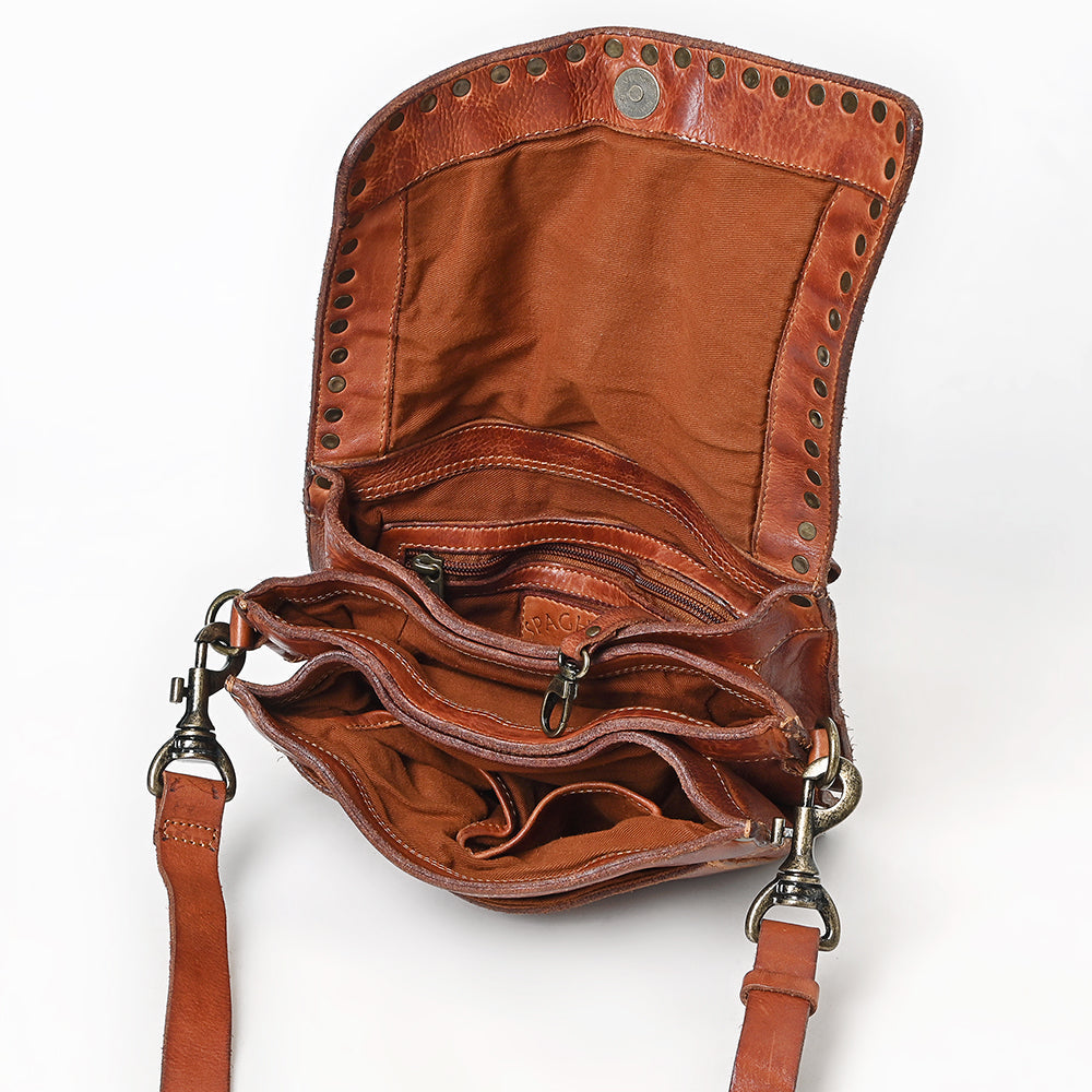 Spaghetti Western Swc169Cg Envelope Vintage Handmade Drum Dyed Genuine European Cowhide Leather Women Bag Western Handbag Purse