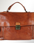 Spaghetti Western Swc171Tan Briefcase Vintage Handmade Drum Dyed Genuine European Cowhide Leather Women Bag Western Handbag Purse