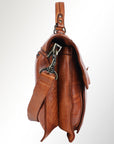 Spaghetti Western Swc171Tan Briefcase Vintage Handmade Drum Dyed Genuine European Cowhide Leather Women Bag Western Handbag Purse