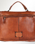 Spaghetti Western Swc171Tan Briefcase Vintage Handmade Drum Dyed Genuine European Cowhide Leather Women Bag Western Handbag Purse