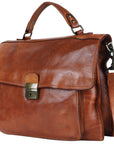 Spaghetti Western Swc171Tan Briefcase Vintage Handmade Drum Dyed Genuine European Cowhide Leather Women Bag Western Handbag Purse