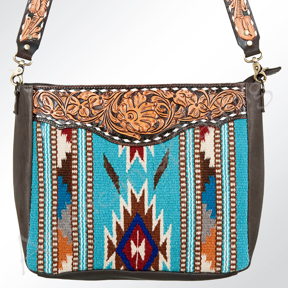 American Darling ADBGA173 Tote Hand Tooled Saddle Blanket Genuine Leather Women Bag Western Handbag Purse