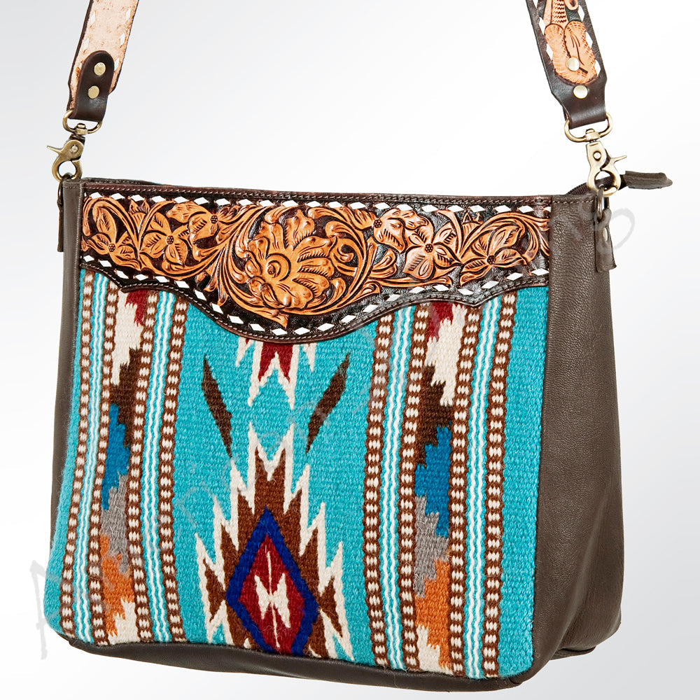 American Darling ADBGA173 Tote Hand Tooled Saddle Blanket Genuine Leather Women Bag Western Handbag Purse