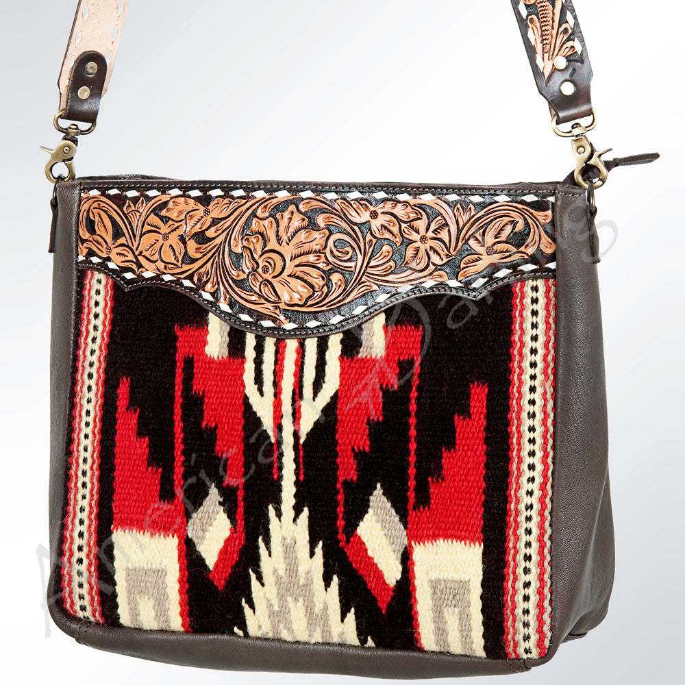 American Darling ADBGA175 Tote Hand Tooled Saddle Blanket Genuine Leather Women Bag Western Handbag Purse