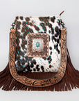 ADBGS192ACTRQA American Darling Hand Tooled Hair On Genuine Leather Women Bag Western Handbag Purse