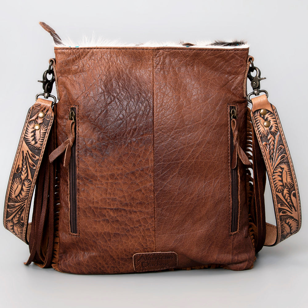 ADBGS192ACTRQA American Darling Hand Tooled Hair On Genuine Leather Women Bag Western Handbag Purse