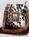 ADBGS192ACTRQA American Darling Hand Tooled Hair On Genuine Leather Women Bag Western Handbag Purse