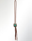 American Darling ADJW107C Braided Genuine Leather Jewelry Necklace with Concho