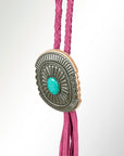 American Darling ADJW107E Braided Genuine Leather Jewelry Necklace with Concho