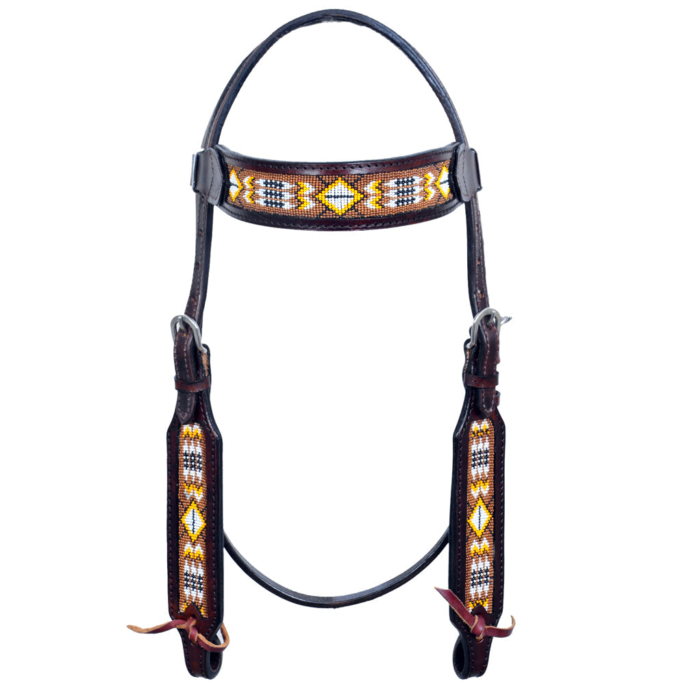 HILASON Western Horse Leather Headstall &amp; Breast Collar Set Black Beaded