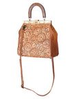 American Darling Vintage-Inspired Tooled Leather HandBag with Wooden Handle