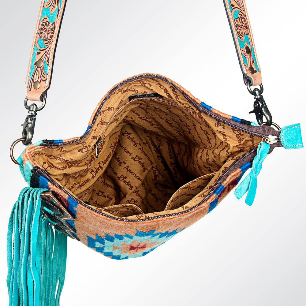 American Darling ADBG677 Crossbody Hand Tooled Saddle Blanket Genuine Leather Women Bag Western Handbag Purse