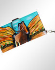 American Darling Wristlet Bag, Hand-Painted Genuine Leather, Western Vegetable Tanned Full Grain Leather Wallet Bag
