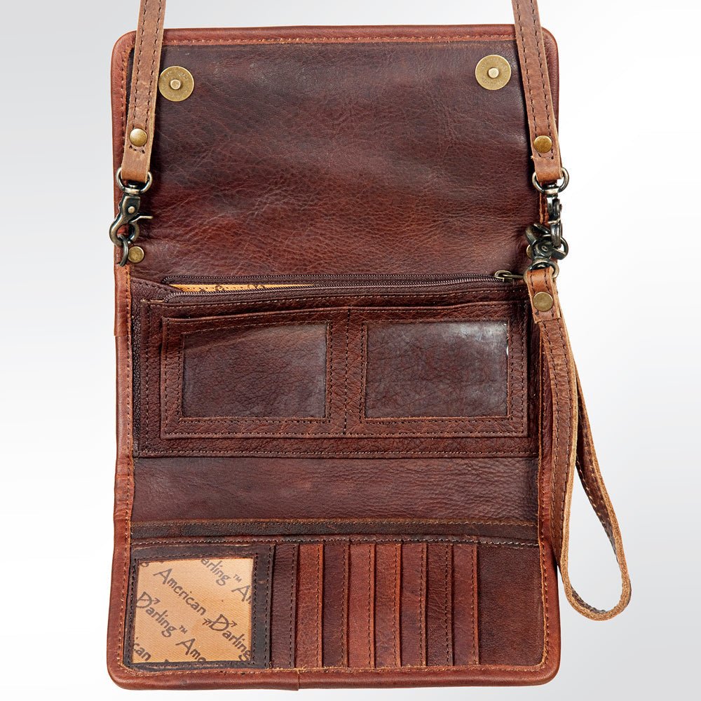 American Darling ADBG486A Wallet Hand Tooled Genuine Leather Women Bag Western Handbag Purse