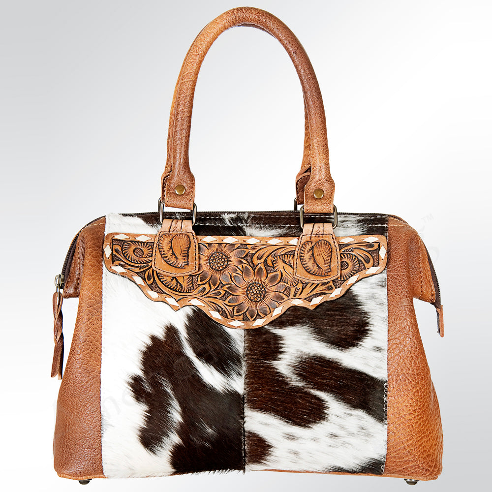 American Darling ADBG688 Tote Hand Tooled Hair-On Genuine Leather Women Bag Western Handbag Purse