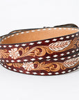 American Darling ADBLF119-L Beautifully Hand Tooled Genuine American Leather Belt Men and  Women