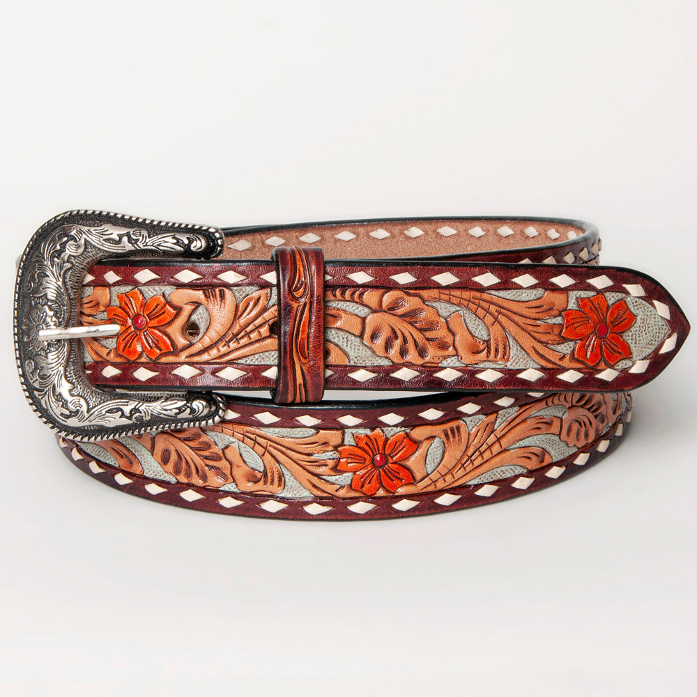 American Darling ADBLF120-L Beautifully Hand Tooled Genuine American Leather Belt Men and  Women