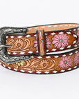 American Darling ADBLF121-L Beautifully Hand Tooled Genuine American Leather Belt Men and  Women