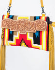 American Darling Hand Tooled Saddle Blanket Genuine Leather Women Bag Western Handbag Purse